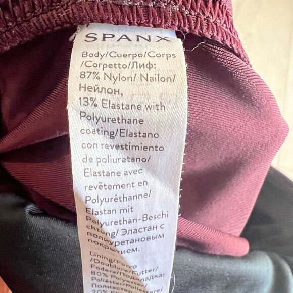 Spanx faux leather maroon leggings size M - Picture 8 of 8
